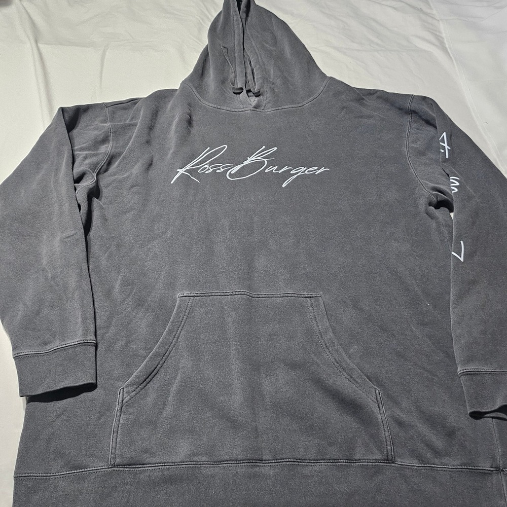 Independent Trading Co RossBurger Pigment Dyed Hoodie Mens 3XL Grey PRM4500C